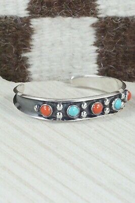 Turquoise, Coral & Sterling Silver Bracelet - Paul Largo