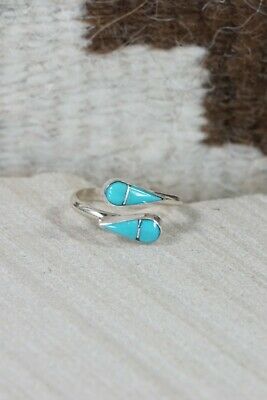 Zuni Turquoise and Sterling Silver Ring - Velda Nastacio - Size 7.25