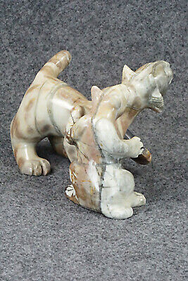 Bobcat & Mountain Lion Zuni Fetish Carving - Albert Eustace