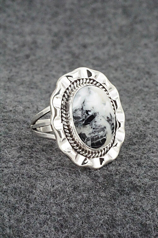 White Buffalo & Sterling Silver Ring - Samuel Yellowhair - Size 6