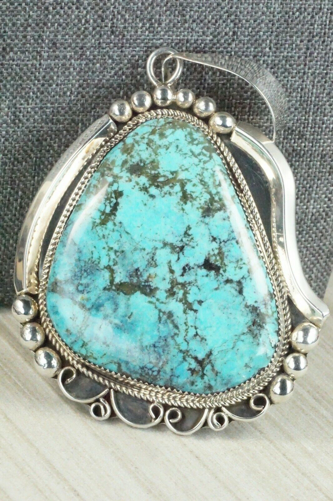 Turquoise and Sterling Silver Pendant - Leslie Nez