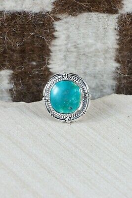 Navajo Turquoise and Sterling Silver Ring - Samuel Yellowhair - Size 10