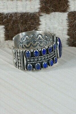 Navajo Lapis & Sterling Silver Bracelet - Myron Etsitty - High Lonesome Trading