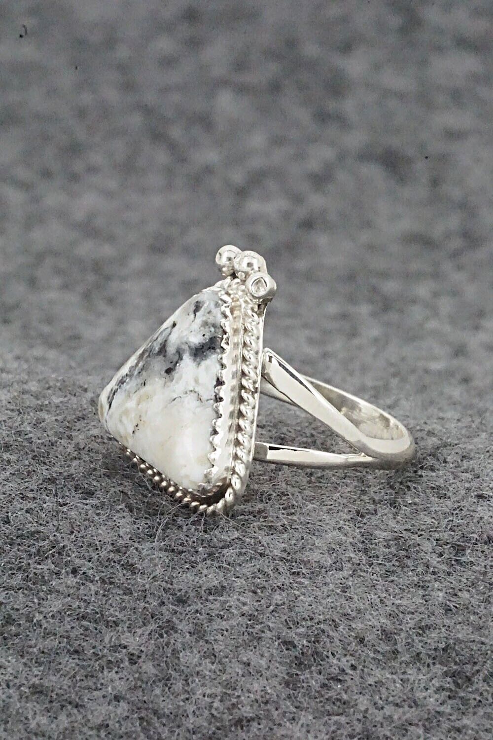 White Buffalo & Sterling Silver Ring - Judy Largo - Size 6.5
