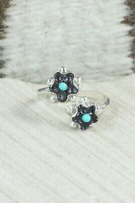 Jet, Turquoise & Sterling Silver Ring - Tamara Pinto - Size 8.25