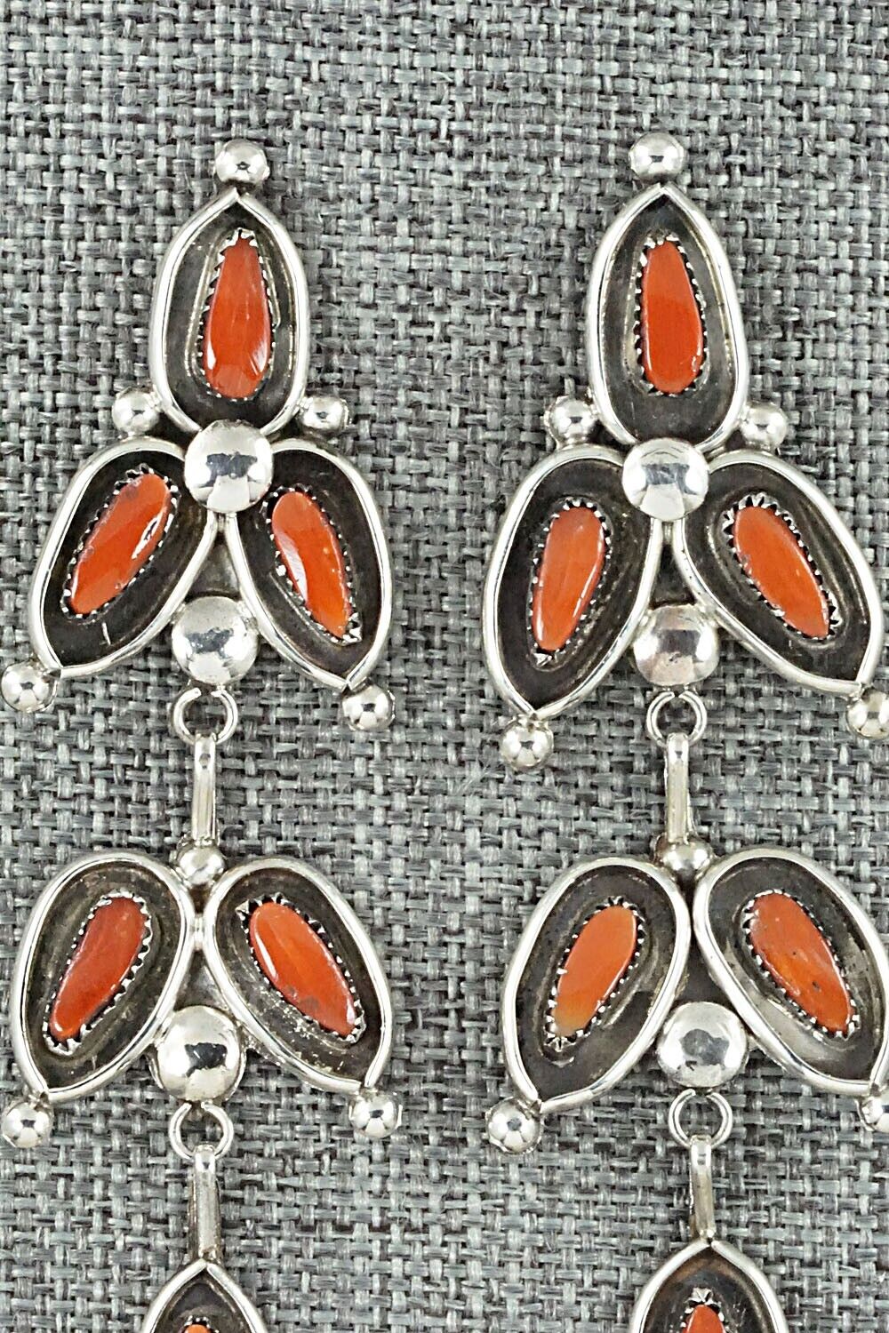 Coral & Sterling Silver Earrings - Viola Bobelu