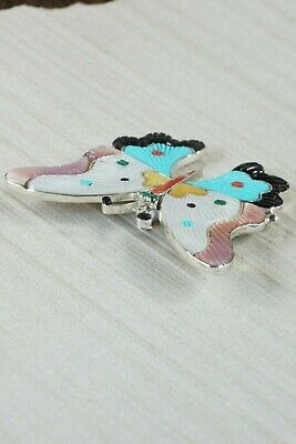 Zuni Inlay Butterfly and Sterling Silver Pendant/ Pin - Tamara Pinto - High Lonesome Trading