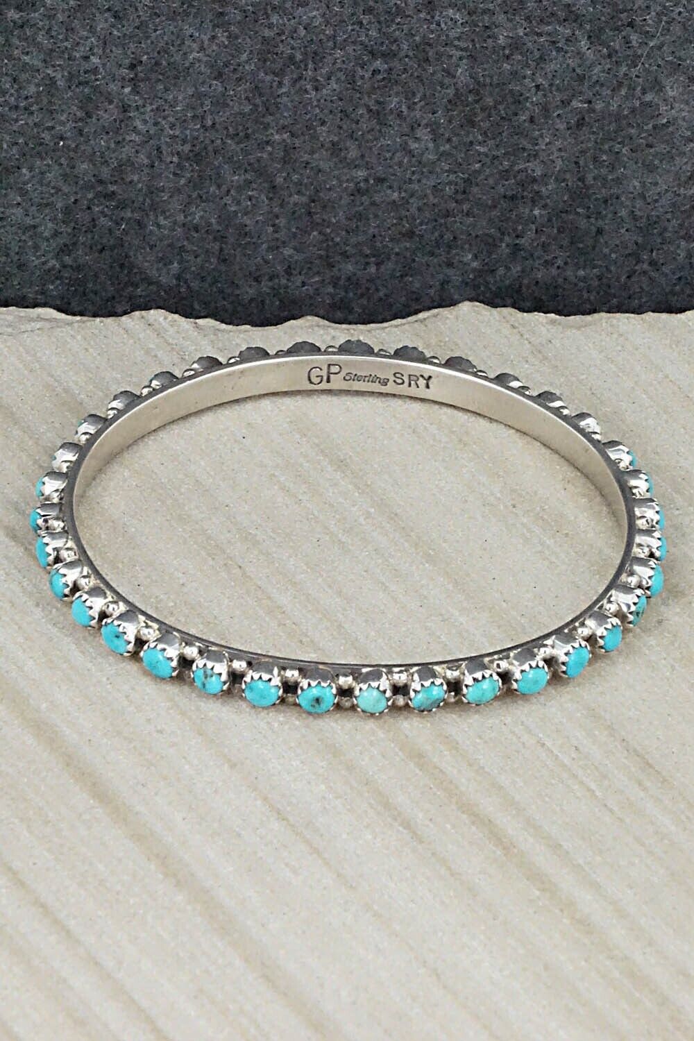 Turquoise and Sterling Silver Bangle Bracelet - Gaynelle Parker