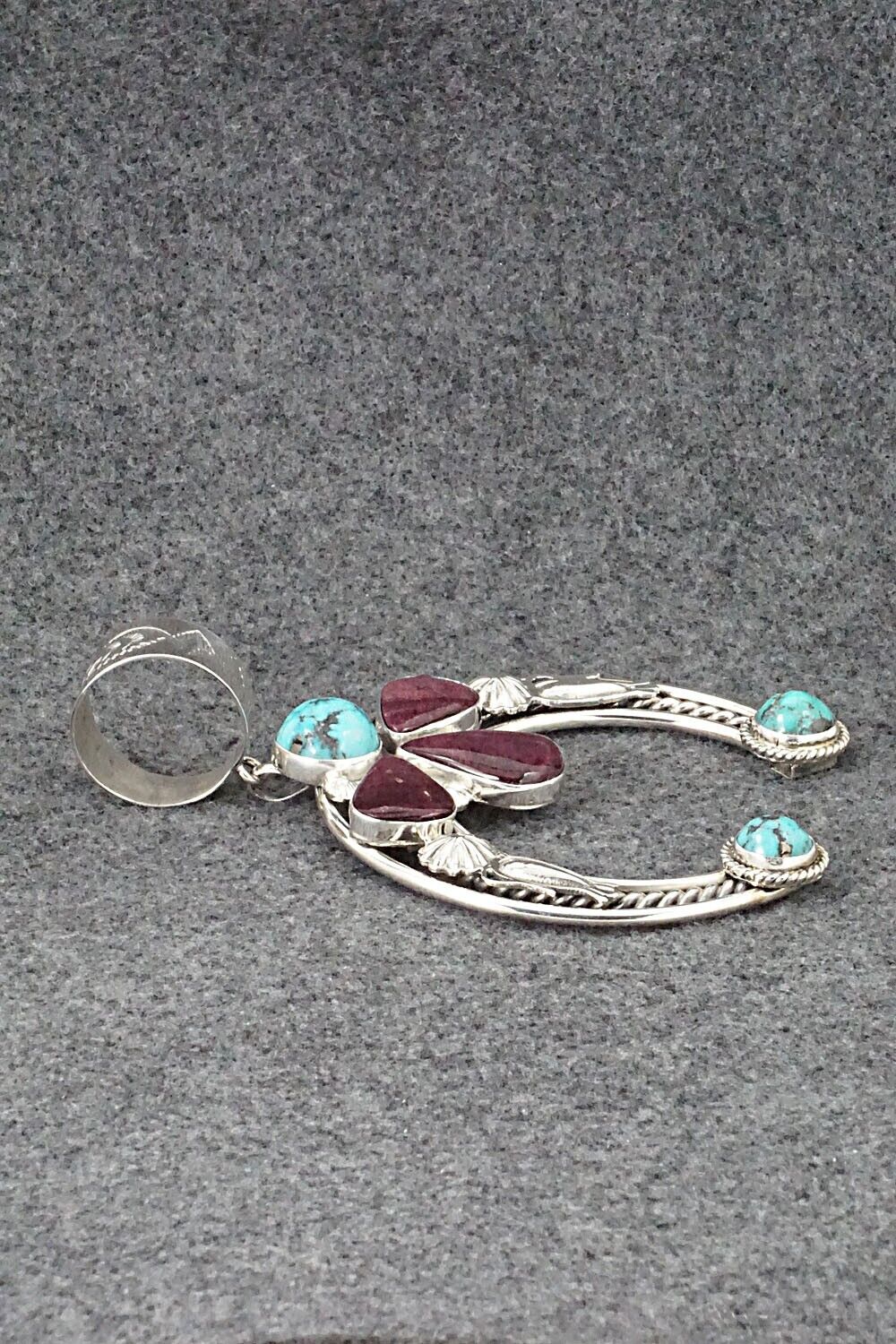 Turquoise, Spiny Oyster and Sterling Silver Pendant - Derrick Gordon