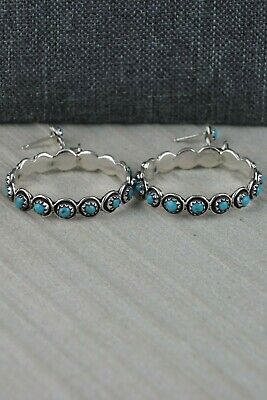 Navajo Turquoise and Sterling Silver Earrings - Florenda Lonasee - High Lonesome Trading