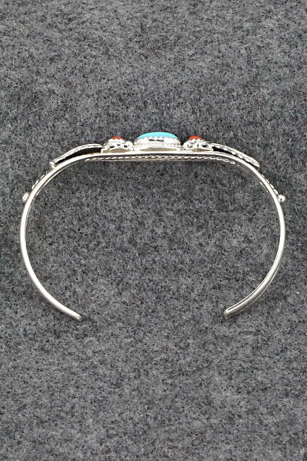 Turquoise, Coral & Sterling Silver Bracelet - Alice Rose Saunders
