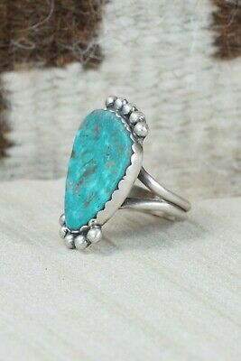 Navajo Turquoise and Sterling Silver Ring - Selina Warner - Size 8.5