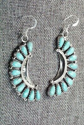 Navajo Turquoise and Sterling Silver Earrings - Zeita Begay