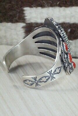 Royston Turquoise, Coral & Sterling Silver Bracelet - Regana Begay