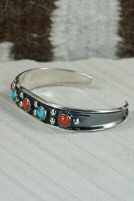 Navajo Coral, Turquoise & Sterling Silver Bracelet - Paul Largo