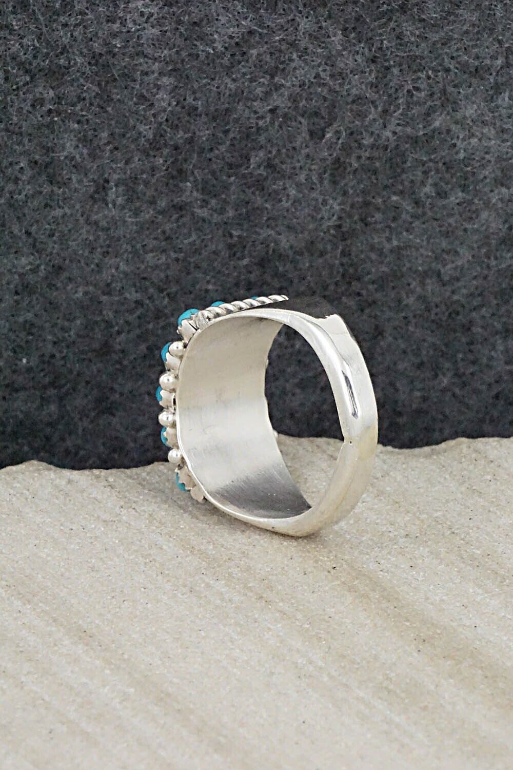 Turquoise & Sterling Silver Ring - April Haloo - Size 6