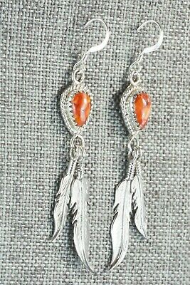 Spiny Oyster & Sterling Silver Earrings - Adalarae Yazzie