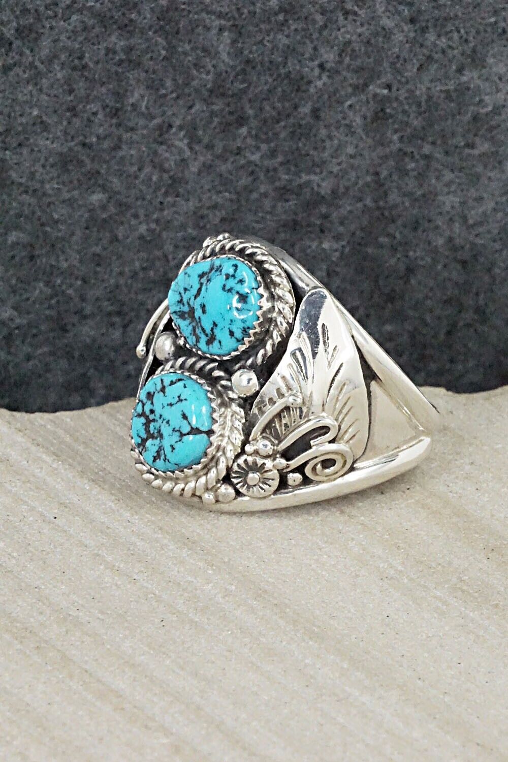 Turquoise & Sterling Silver Ring - Leonard Spencer - 11.5