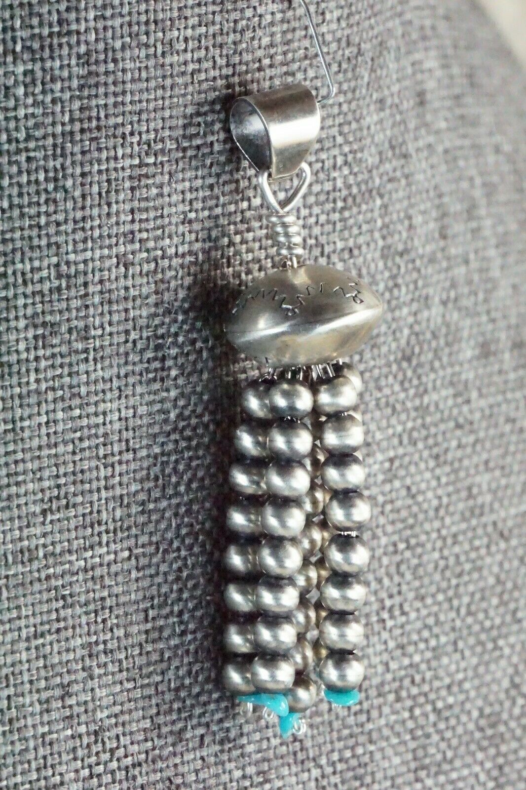 Navajo Turquoise and Sterling Silver Tassel Pendant - Jan Mariano