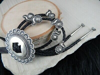 Navajo Sterling Silver Bolo Tie - Roberta Begay - High Lonesome Trading