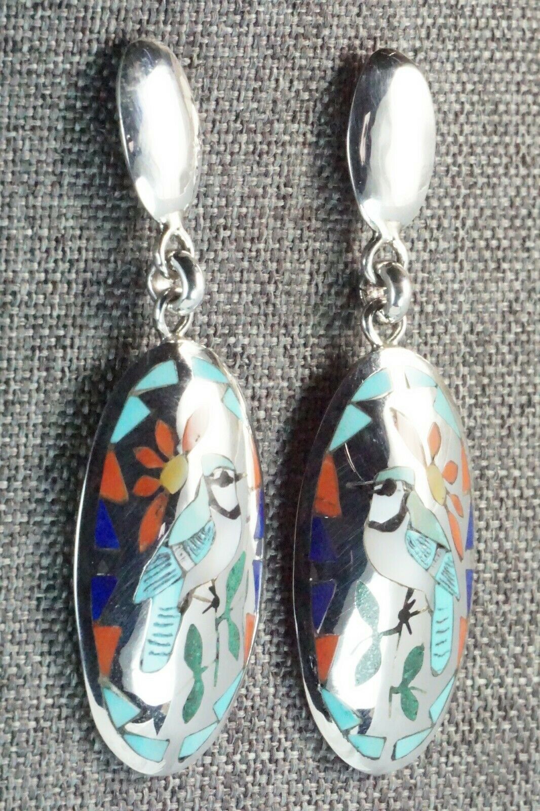Inlay Turquoise Bluebird & Sterling Silver Earrings - Quintin Quam