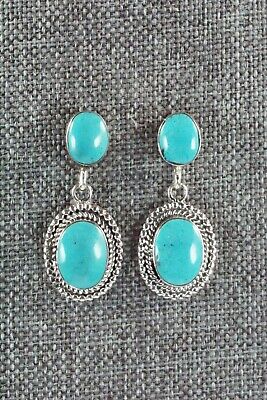 Navajo Turquoise and Sterling Silver Earrings - Verley Betone