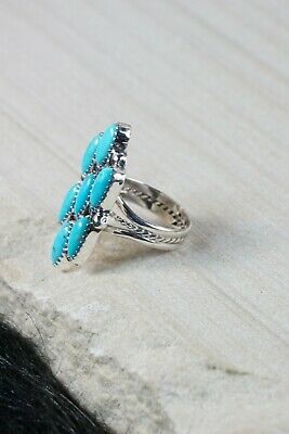 Navajo 7 Stone Turquoise and Sterling Silver Ring - Roberta Begay - 8