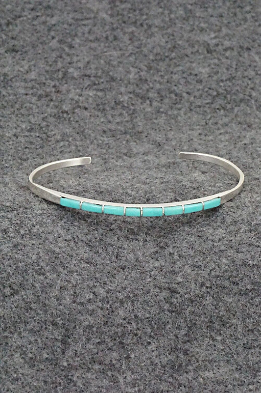Turquoise & Sterling Silver Inlay Bracelet - Jeanette Chavez