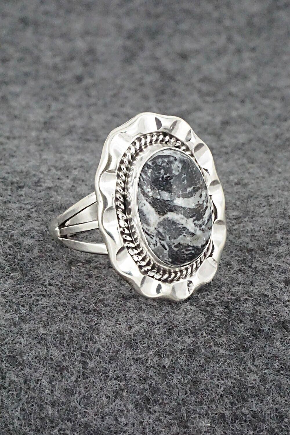 White Buffalo & Sterling Silver Ring - Samuel Yellowhair - Size 7.5