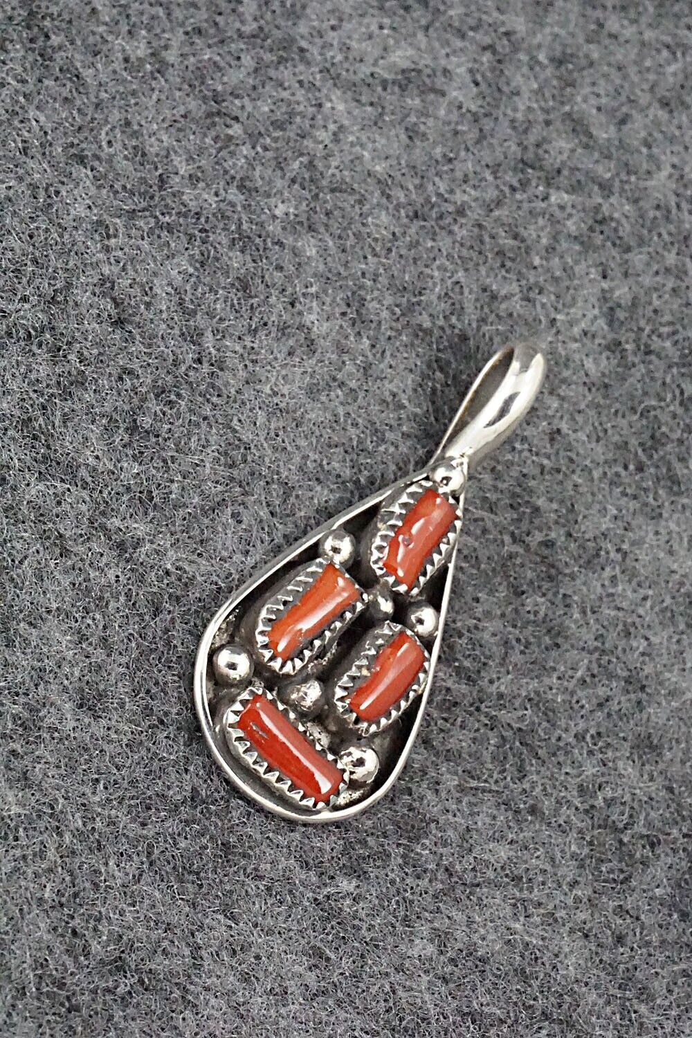 Coral & Sterling Silver Pendant - Priscilla Reeder