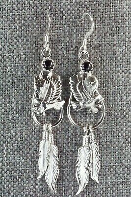 Onyx & Sterling Silver Earrings - Adelarae Yazzie