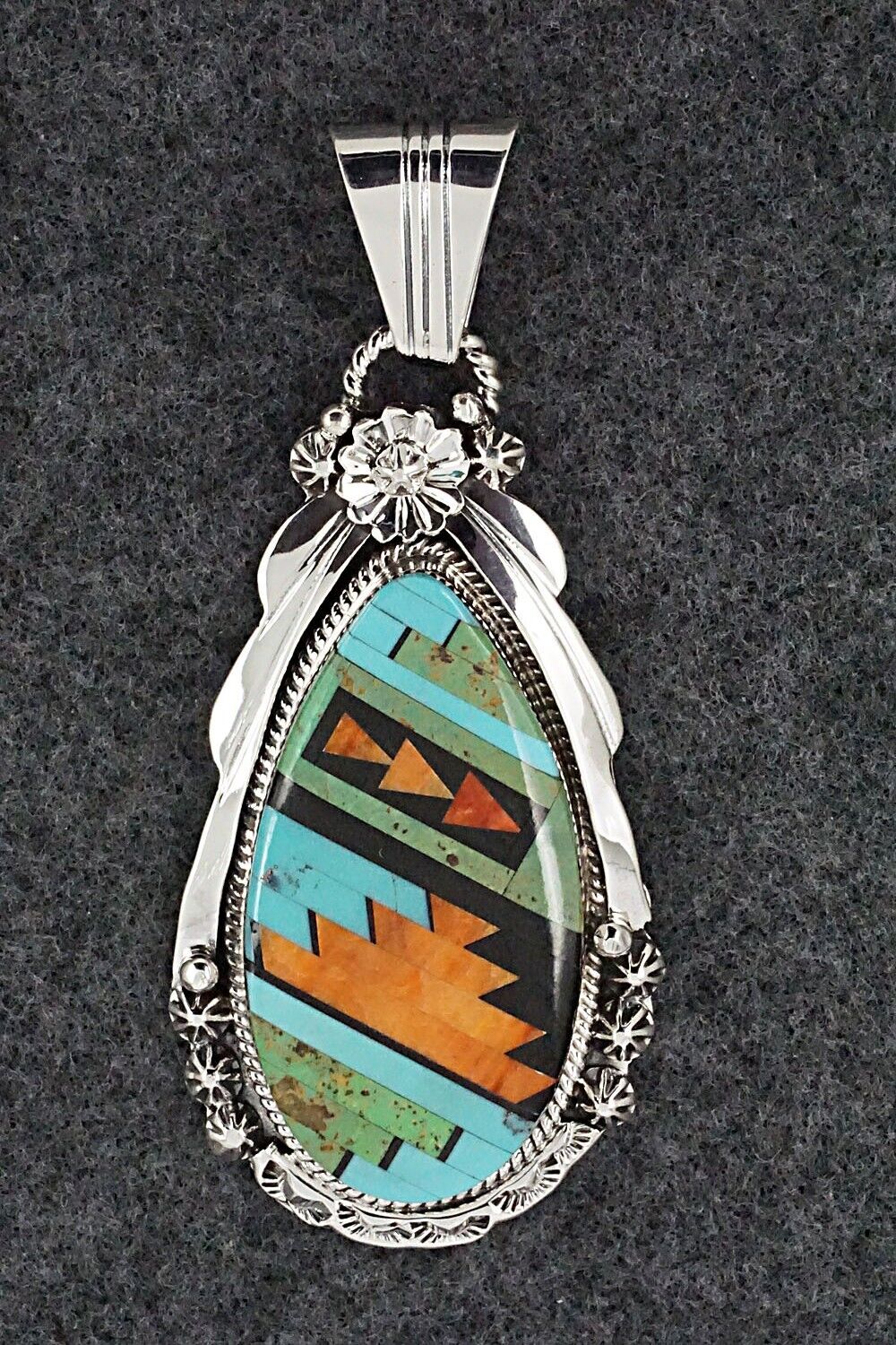 Multi Stone & Sterling Silver Pendant - Clayton Tom