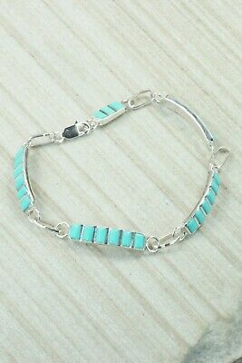 Turquoise & Sterling Silver Link Bracelet - Glennette Luna
