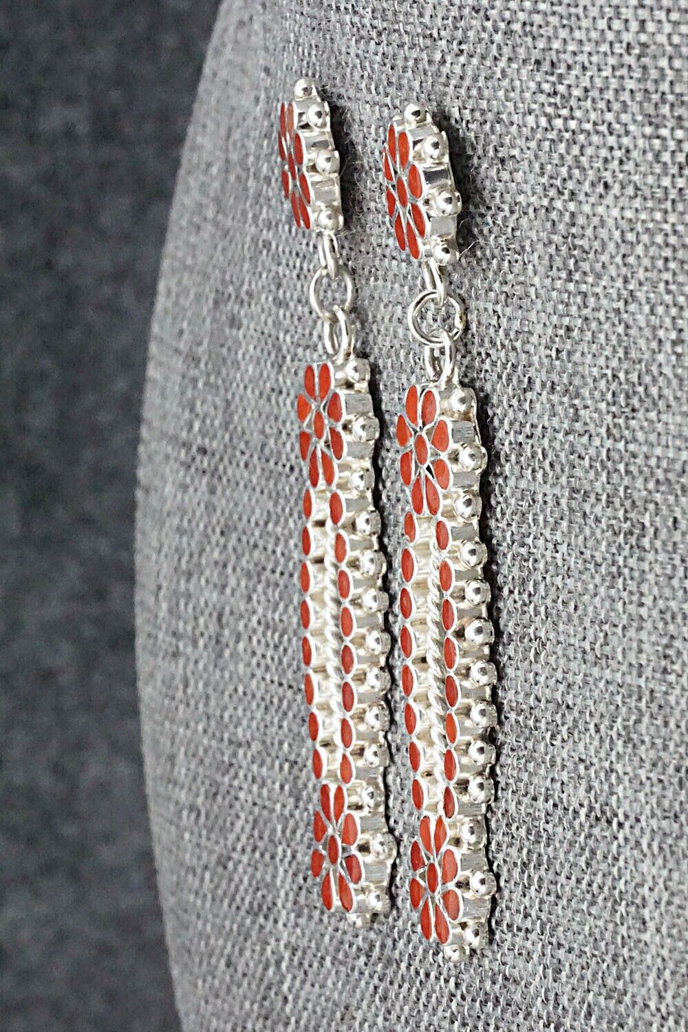 Coral & Sterling Silver Earrings - Michelle Peina