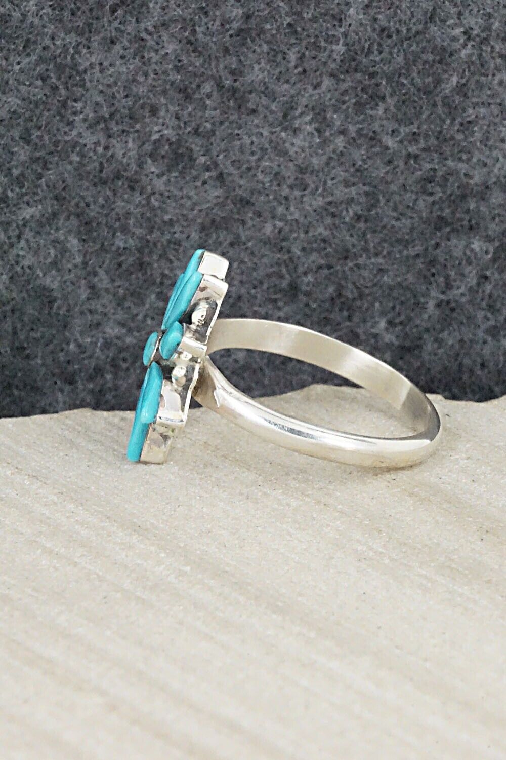 Turquoise & Sterling Silver Ring - Rose Kanteena - Size 9