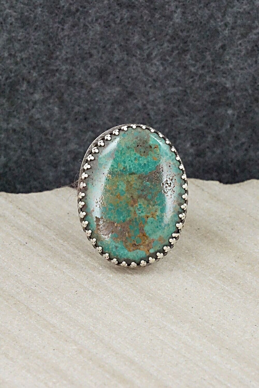 Turquoise & Sterling Silver Ring - Matilda Chattin - Size 7.5