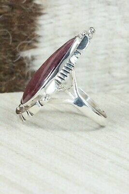 Spiny Oyster & Sterling Silver Ring - Daniel Benally - Size 8