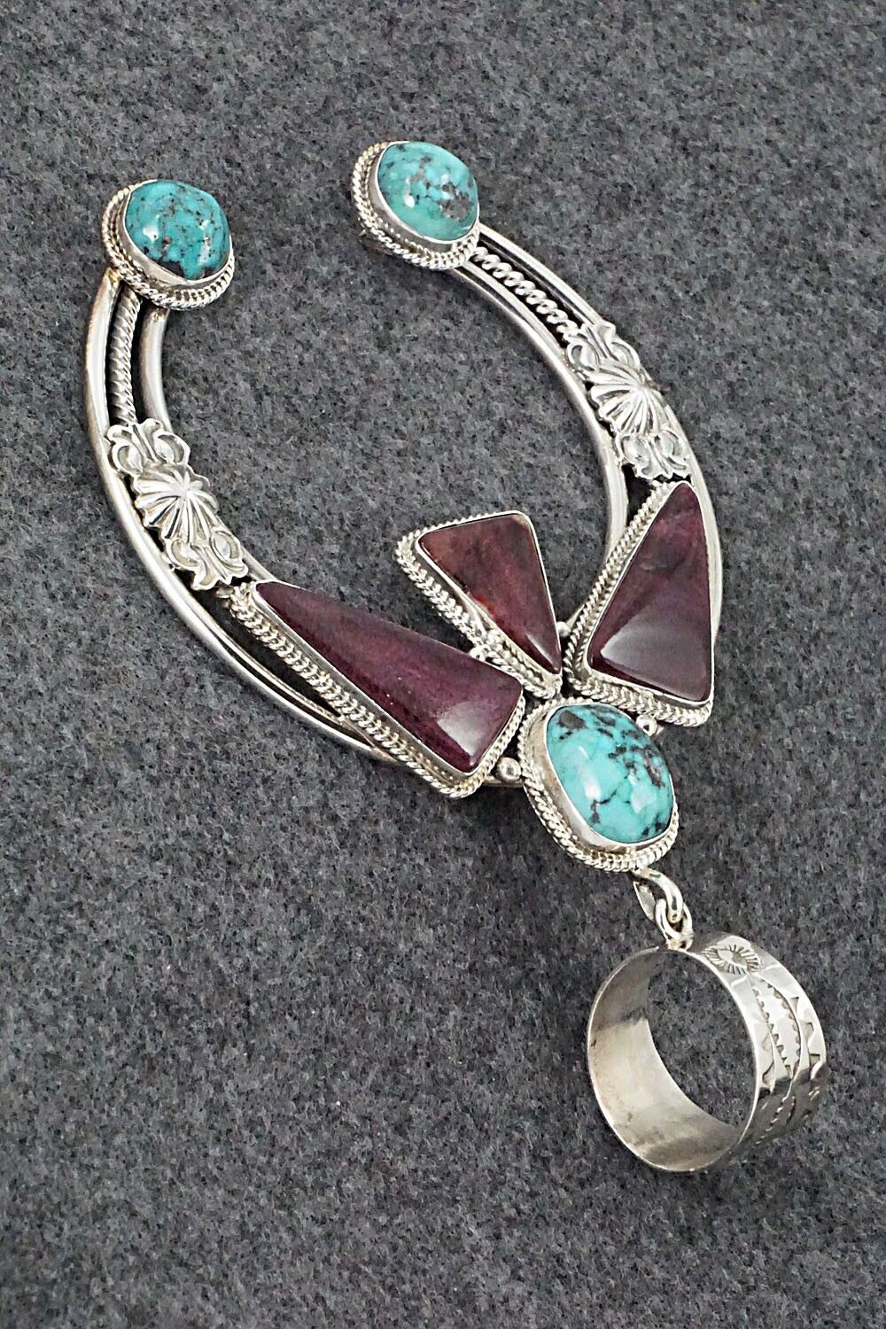 Turquoise, Spiny Oyster and Sterling Silver Pendant - Derrick Gordon