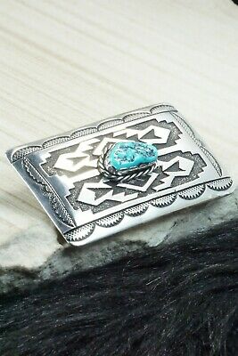 Turquoise & Sterling Silver Belt Buckle - Rosita Singer