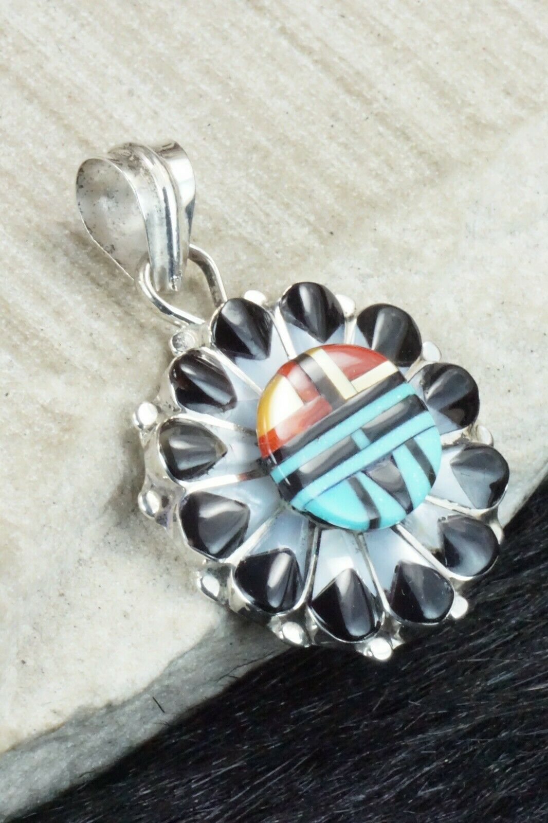 Multi Stone & Sterling Silver Pendant - Andrick Dewa