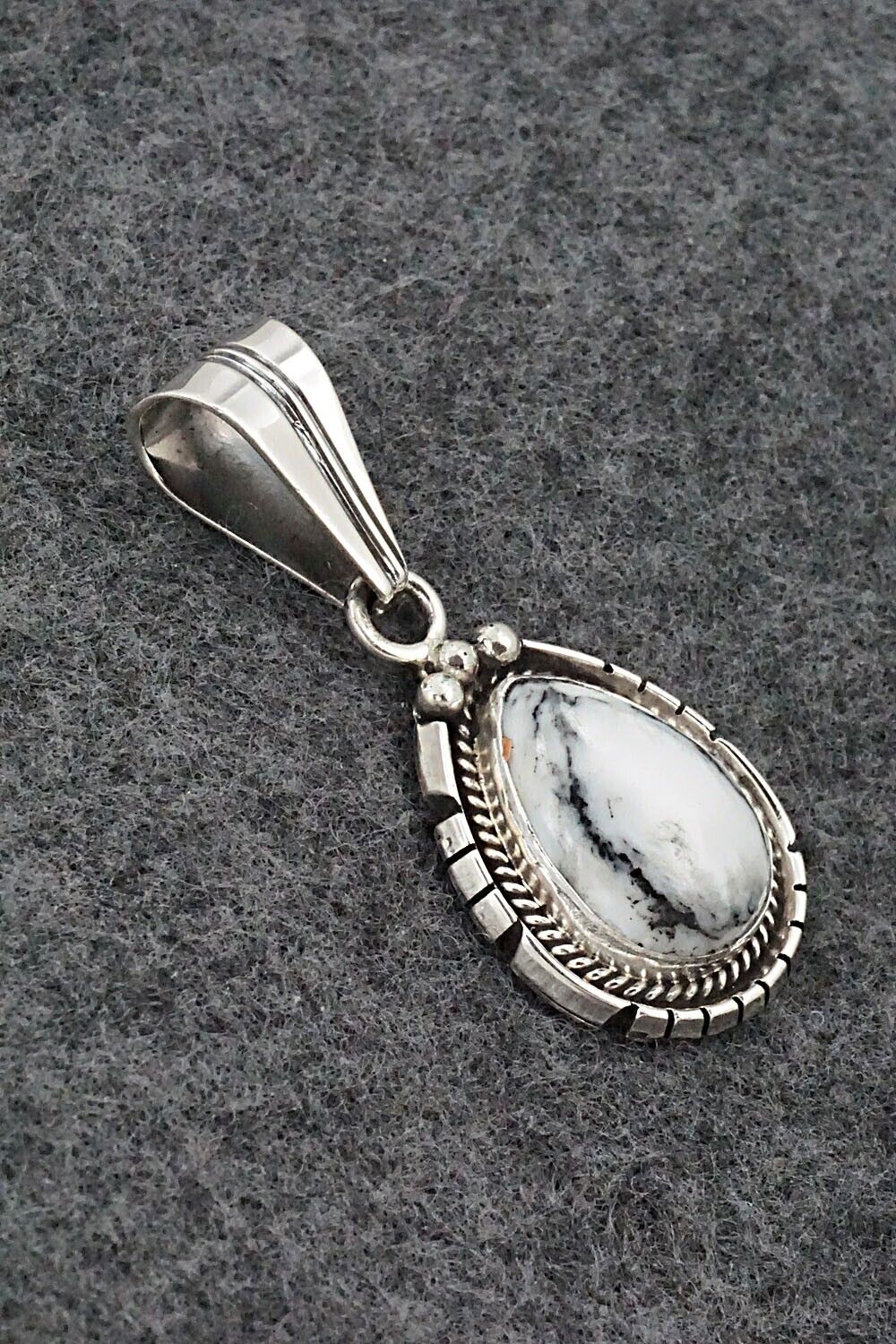 White Buffalo & Sterling Silver Pendant - Samuel Yellowhair