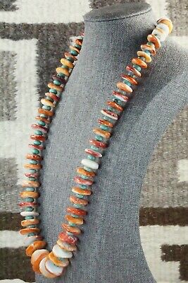 Spiny Oyster, Turquoise & Sterling Silver Necklace - Navajo