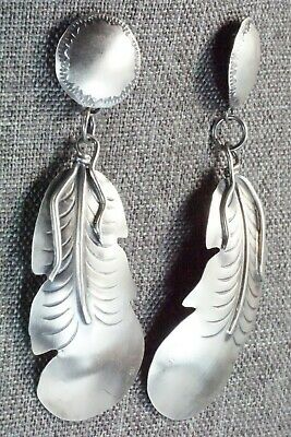 Sterling Silver Feather Earrings - Gabrielle Yazzie - High Lonesome Trading