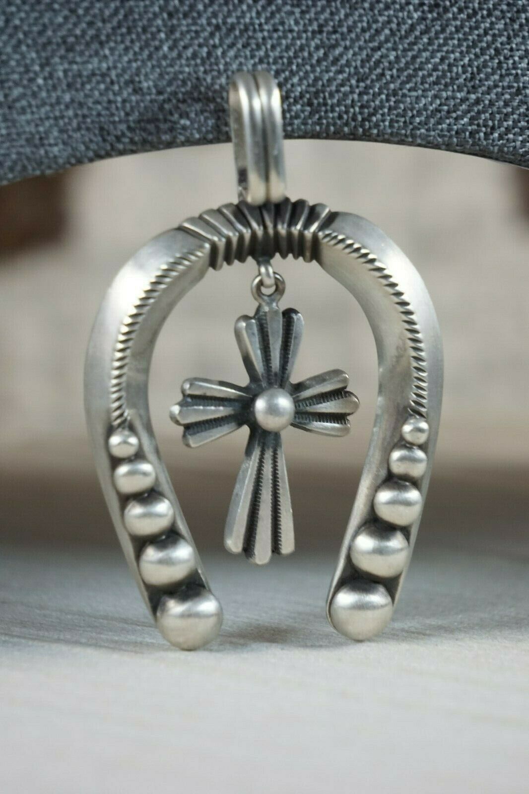 Navajo Sterling Silver Naja & Cross Pendant - Calvin Martinez - High Lonesome Trading