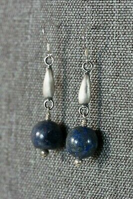 Navajo Lapis and Sterling Silver Earrings - Native American - High Lonesome Trading