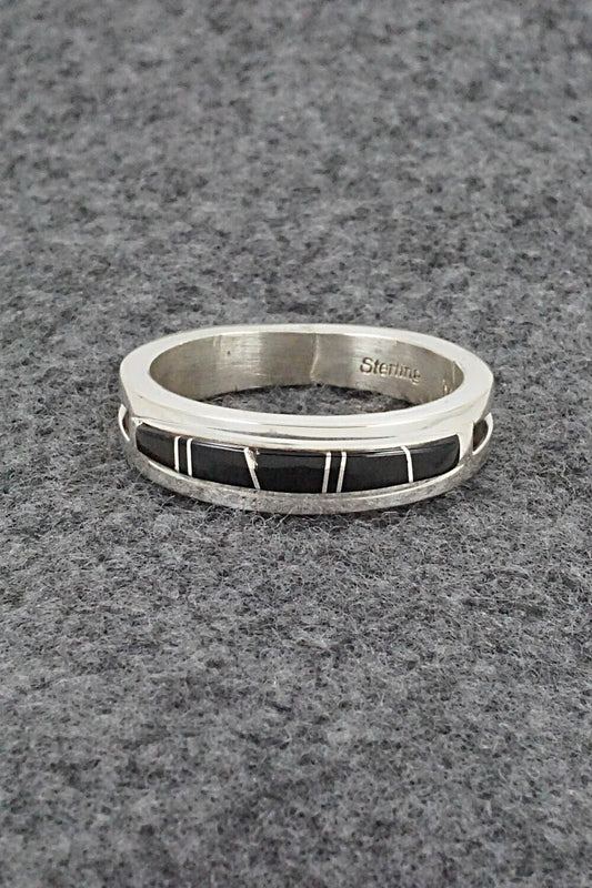 Onyx & Sterling Silver Inlay Ring - Wilbert Muskett Jr. - Size 11.5