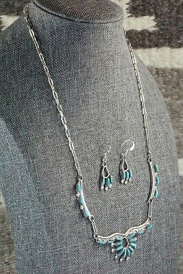 Turquoise and Sterling Silver Necklace and Earrings Set - Veronica Yawakia