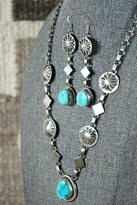 Navajo Turquoise and Sterling Silver Necklace - Sheila Tso - High Lonesome Trading