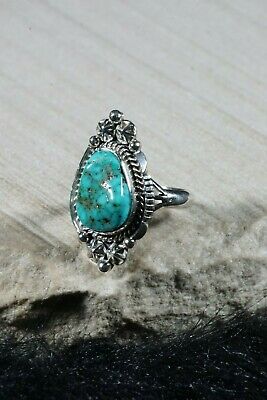 Navajo Turquoise and Sterling Silver Ring - Grace Kenneth - Size 7 - High Lonesome Trading
