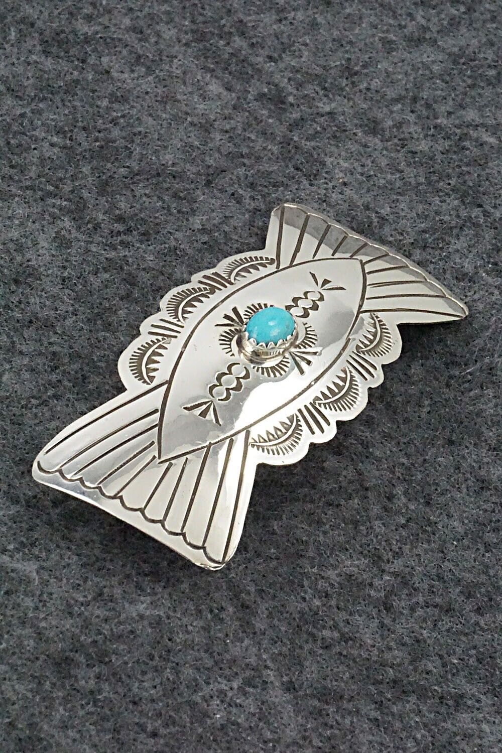 Turquoise & Sterling Silver Hair Barrette - Arlene Soce